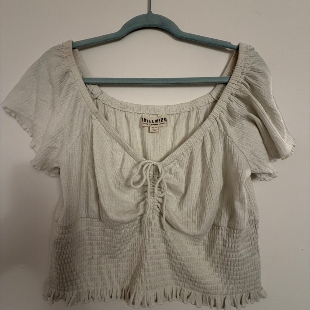 Idyllwind XL White Cropped Smocked Flirty Blouse Fueled by Miranda Lambert